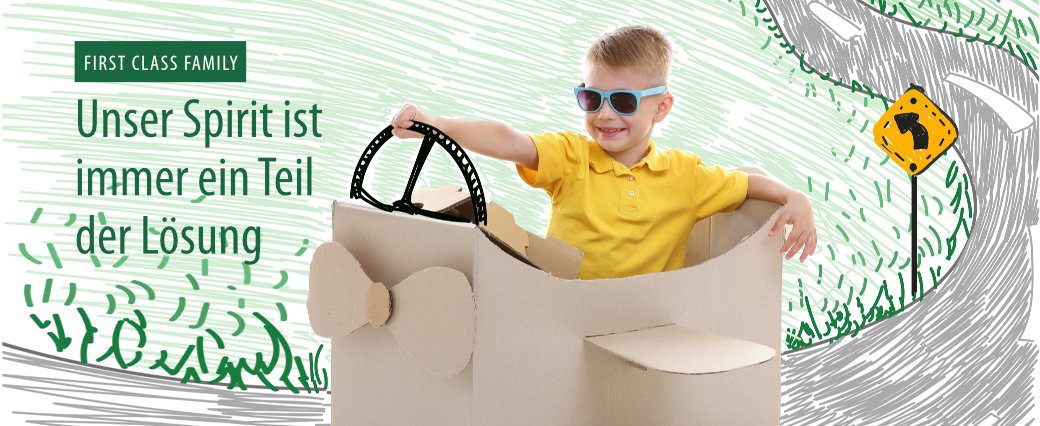 First Class Family Headerbild mit Text: Unser Spirit ist immer ein Teil der Lösung
